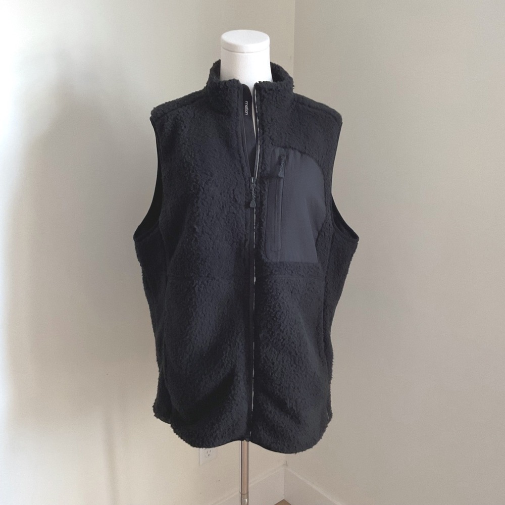 Motion Mountain Ops Shrp Vest Black‎ Onyx Fleece Sherpa Full Zip Mens Size M